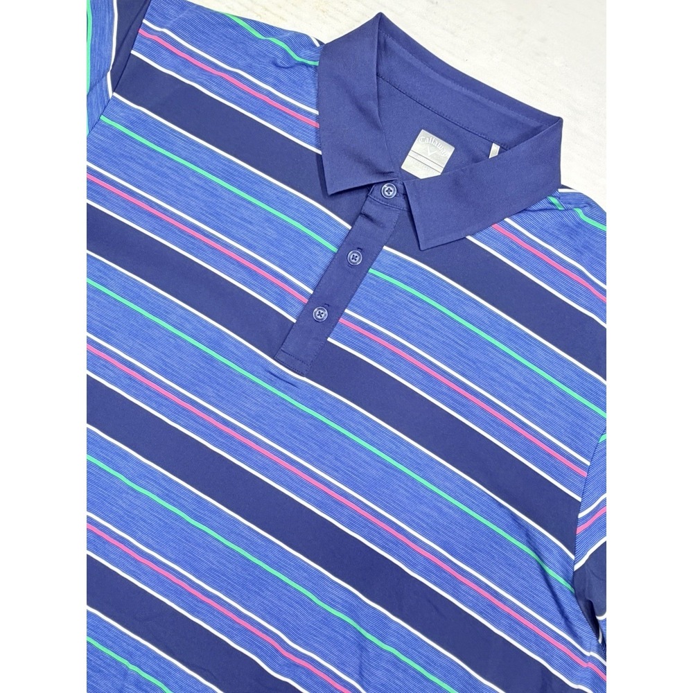 Callaway Opti-Dri Striped Golf Polo‎ Shirt 3XLT Blue Stretch Performance